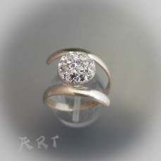 Сребърен дамски пръстен с камъни Swarovski R-308
